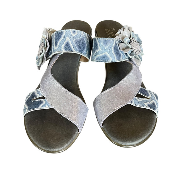 NEW L'ARTISTE SPRING STEP Cassana Size EU 42 Blue/Silver Leather Slide Sandals - Picture 4 of 11